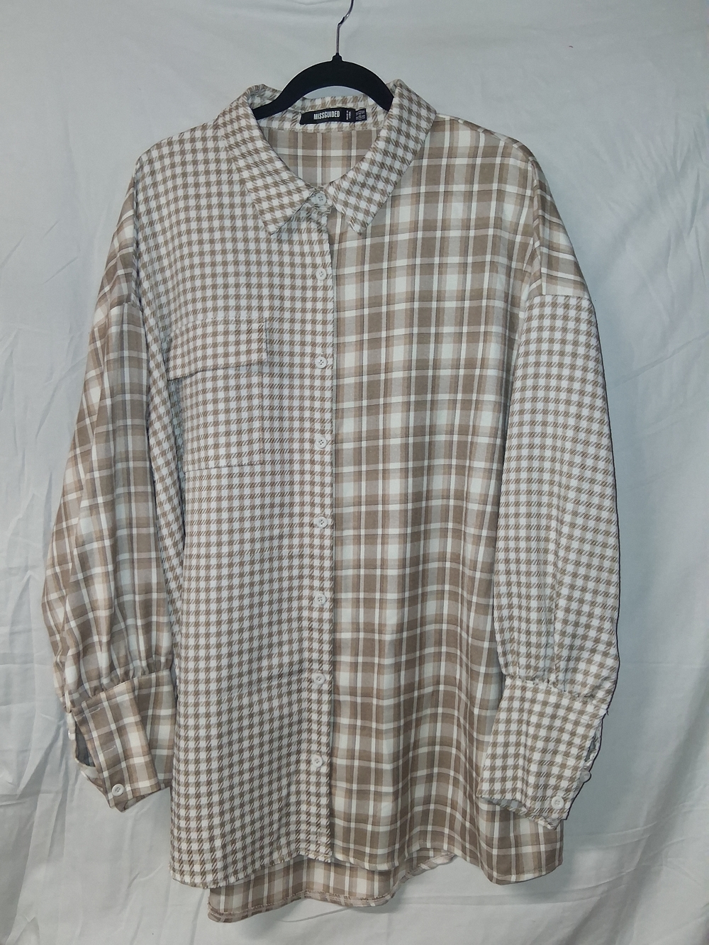 Light Brown Plaid Button-Up Shirt - Missguided